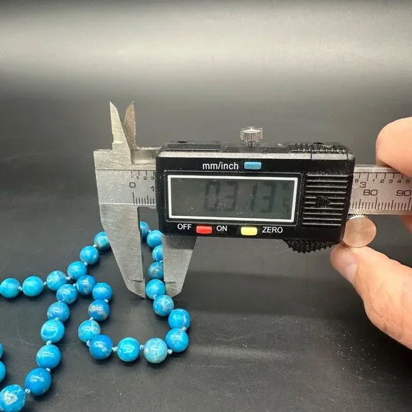 Vintage Turquoise Beaded Necklace Blue Stone Southwestern Western 30 Inches - Picture 7 of 7